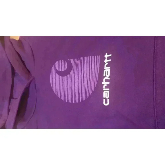 Carhartt Hoodie Purple Youth XL (14) Front Pockets Chest Logo Cotton Blend - Picture 8 of 15